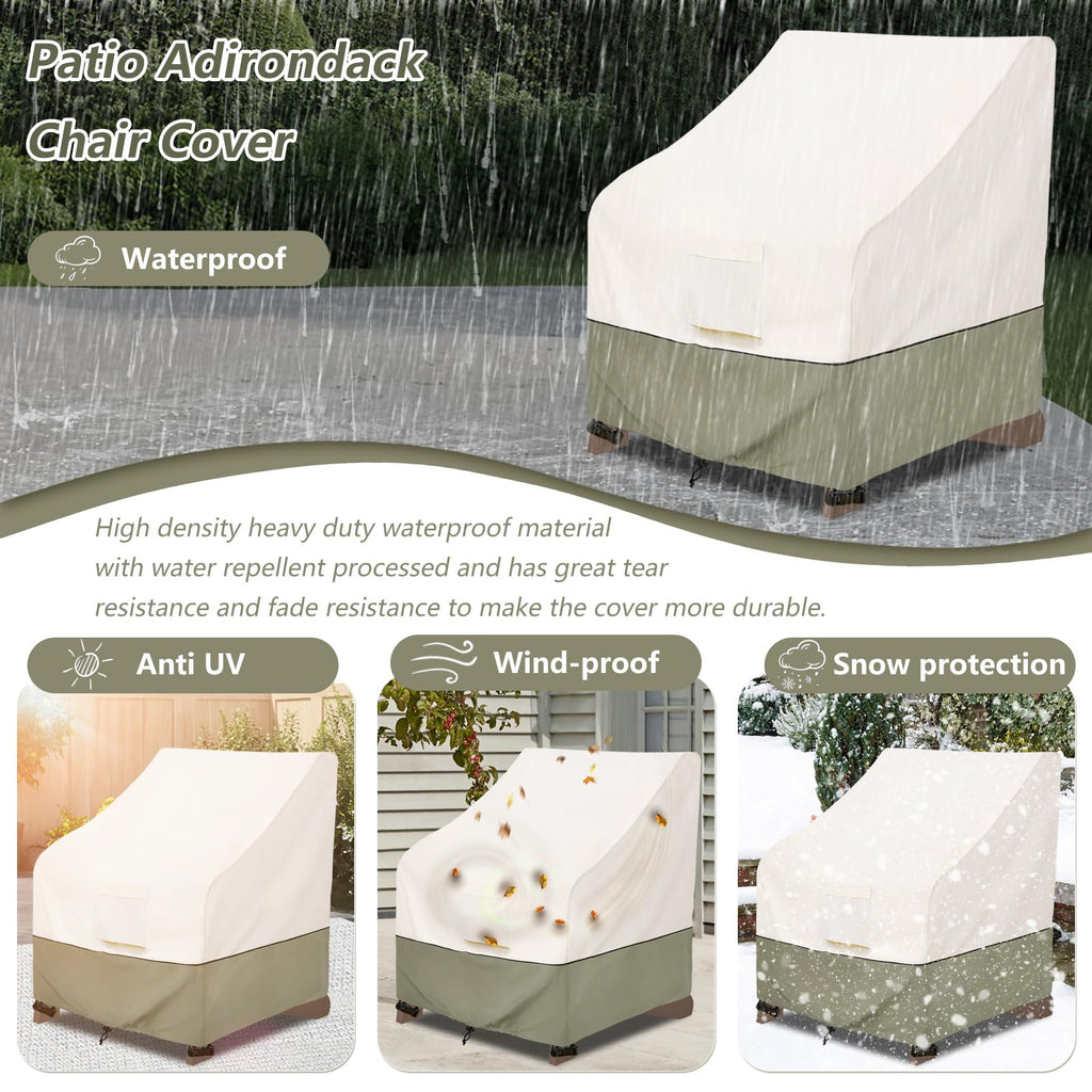 Waterproof 2 Pack Patio Adirondack Chair Cover for Outdoor Chair Size Up to 32W x 35D x 36H inch, Outdoor Lawn Patio