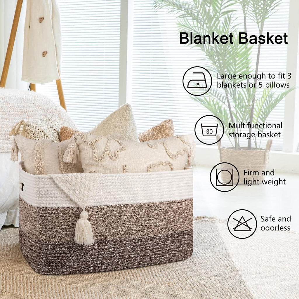 Blanket Basket Laundry Basket Dog Toy Basket 75L Dark Brown