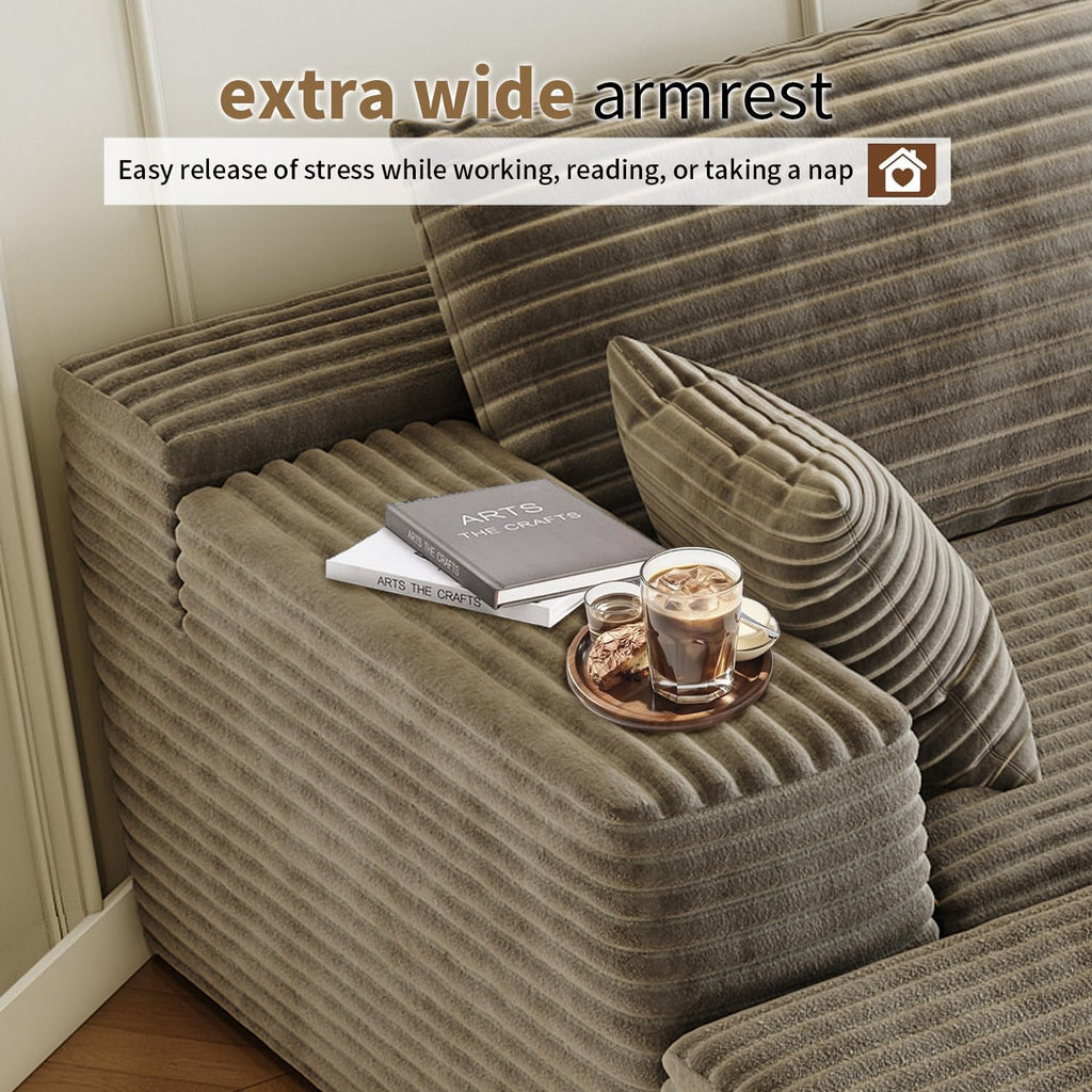 168.5" Modular Sectional Sofa, Oversized U-Shaped Minimalist Couches with 3 Middle Seats Chaise, Modern Deep Seat