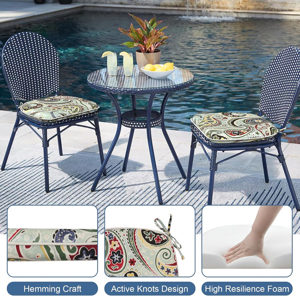 Outdoor Chair Cushions Furniture Set of 4, Water Repellent Patio Chair Cushions 17"x16" with Ties, U-Shaped Dining