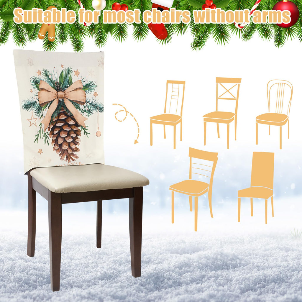 6 Pcs Christmas Chair Covers Winter Forest Dining Chair Back Cover