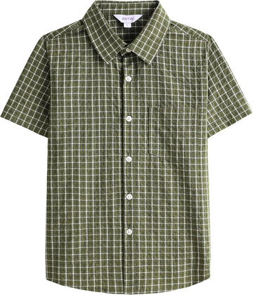 Boys Button Down Shirt Short Sleeve Casual Plaid Button Up Shirts