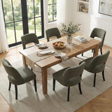 Wooden Dining Chairs Set of 2, Mid-Century Modern Fabric Upholstered Kitchen Chairs with Foot Pegs, Green