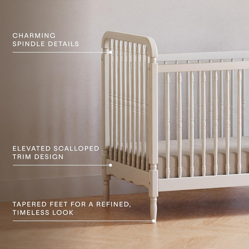 Liberty 3-in-1 Convertible Spindle Crib Warm White | GREENGUARD Gold & FSC Certified, Converts to Toddler Bed &