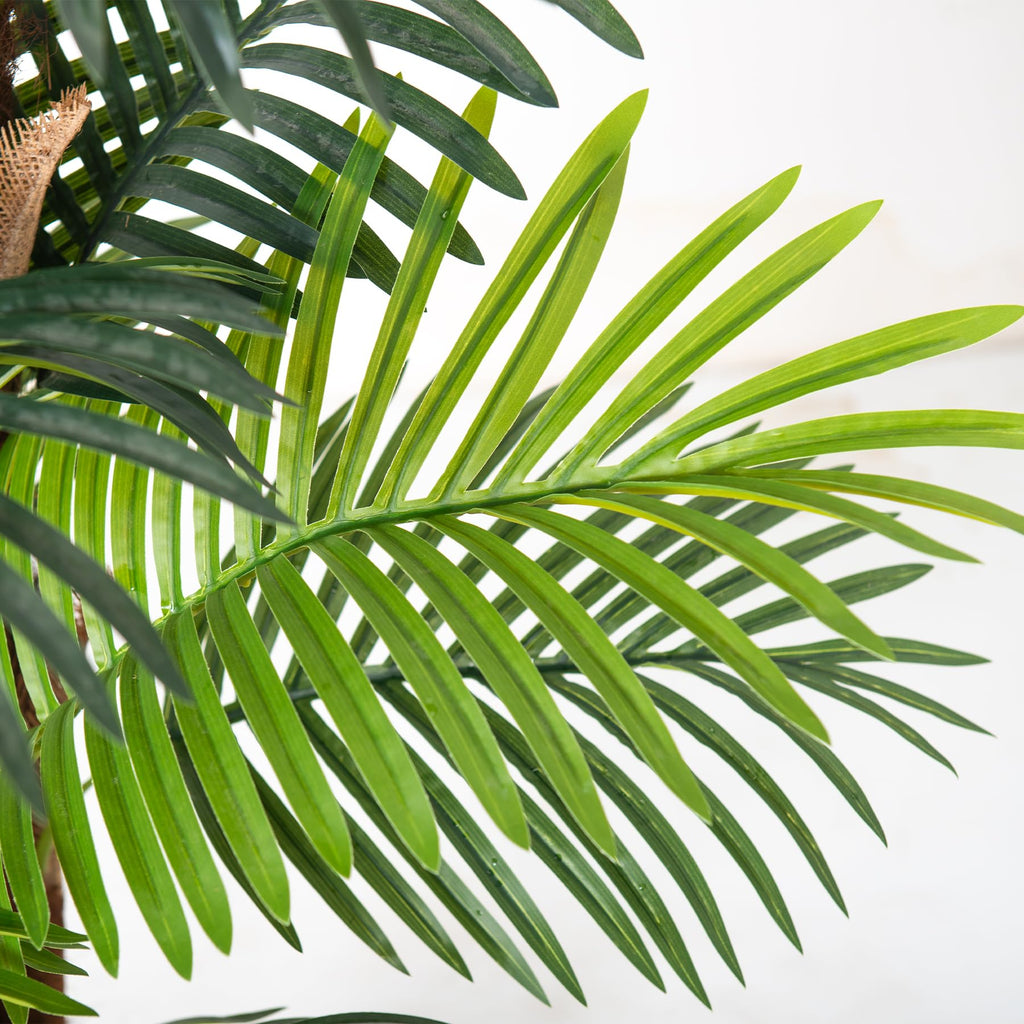 Artificial Palm Tree 5FT, Fake Tree with Realistic Fiber Trunks and White Tall Planter, Faux Tropical Areca Floor