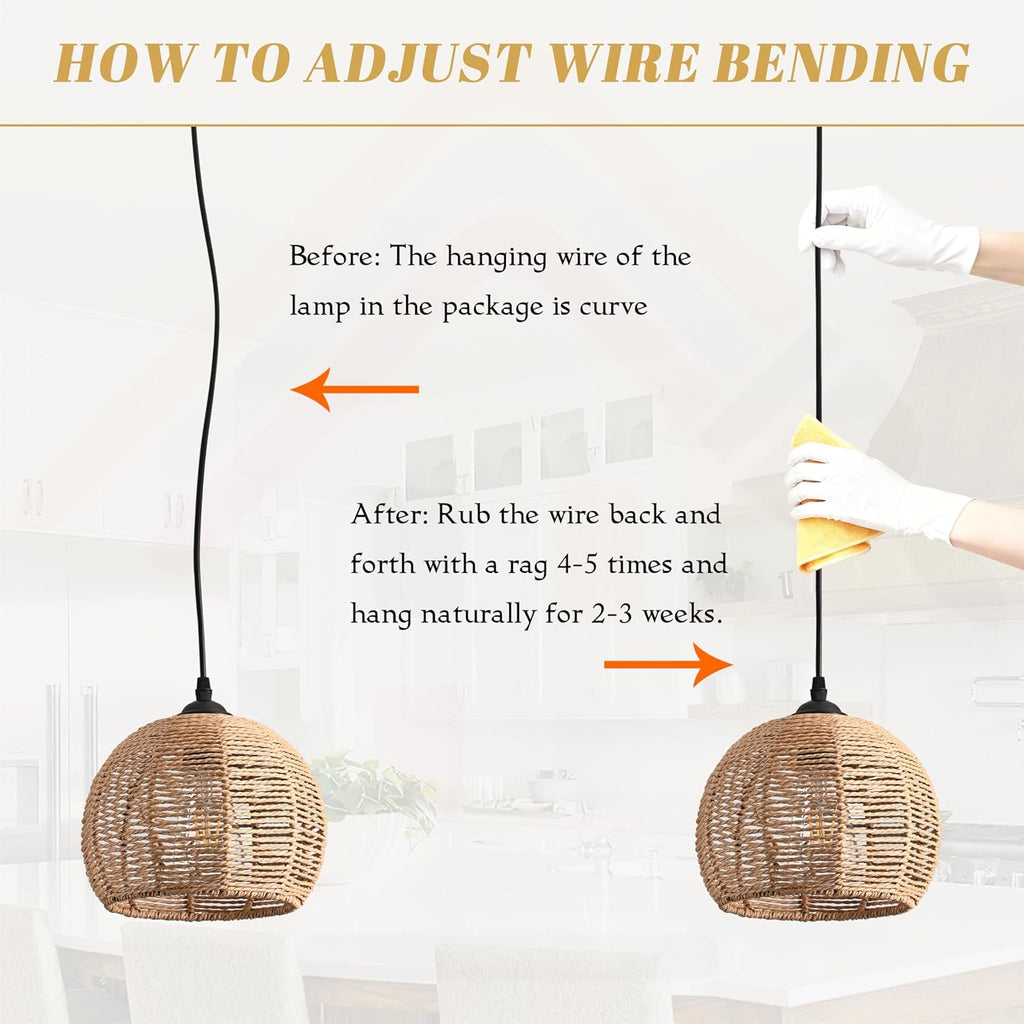 Mini Hemp Rope Woven Pendant Light Woven Light Fixture Boho Chandelier Light Fixture Wicker Pendant Light Rattan