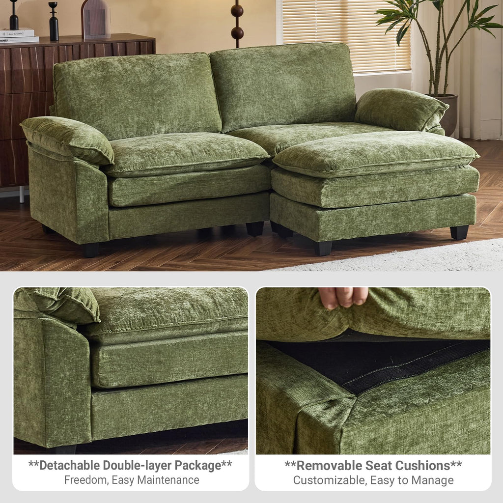 87" Convertible Sectional Sofa, L-Shaped Deep Seat Sofa Couch, Modern 2-Seat Loveseat Sofa with Ottoman for Small
