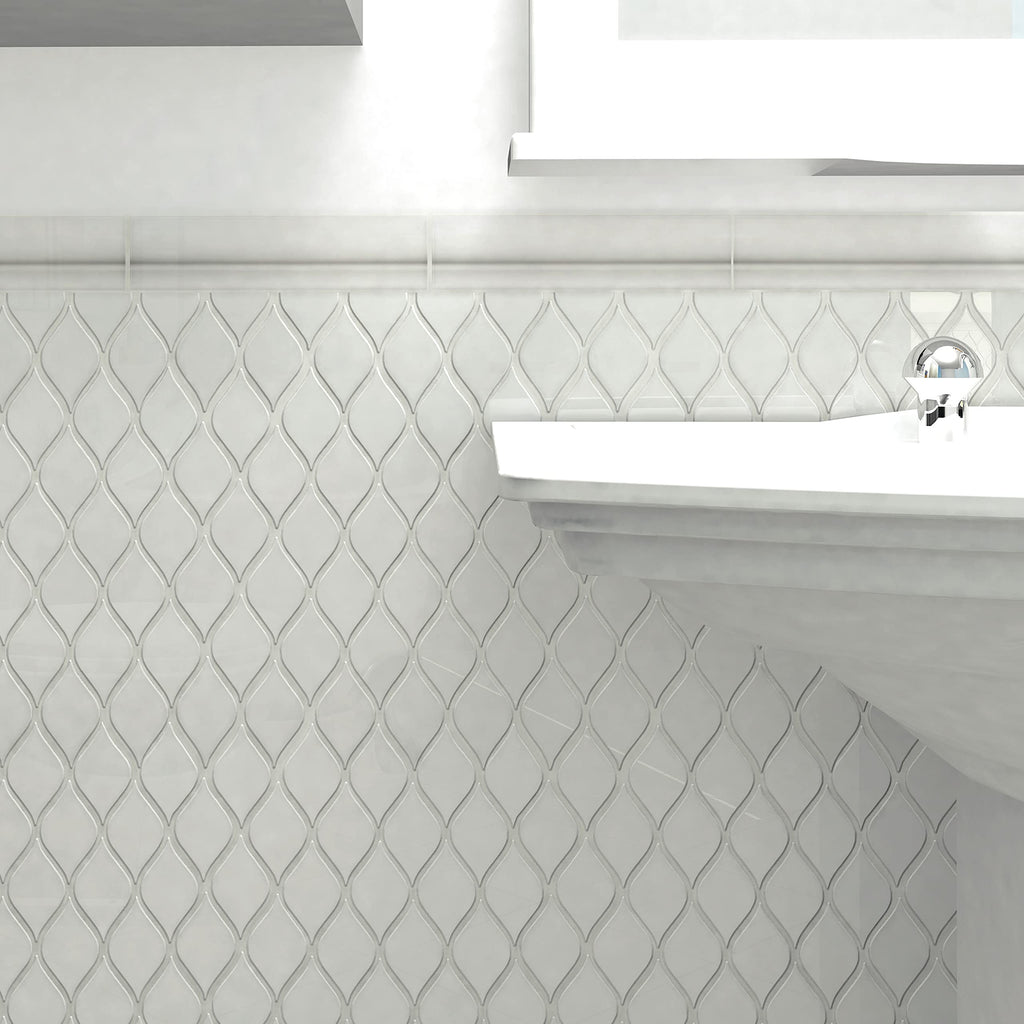 Antigua Moldura Blanco 2" x 8" Ceramic Chair Rail Wall Trim
