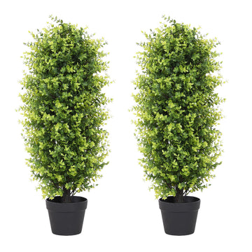 3ft Boxwood Topiary Trees Artificial Outdoors Set of 2