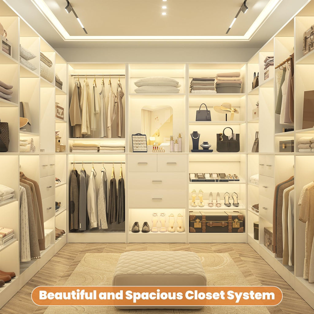 25" Closet System with 4 Drawers and Mirror, 2FT Closet Organizer