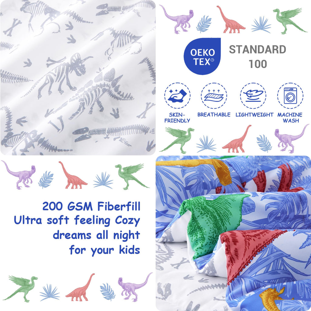 Toddler Bedding Sets for Boys,4 Pieces Dinosaur Printed Comforter