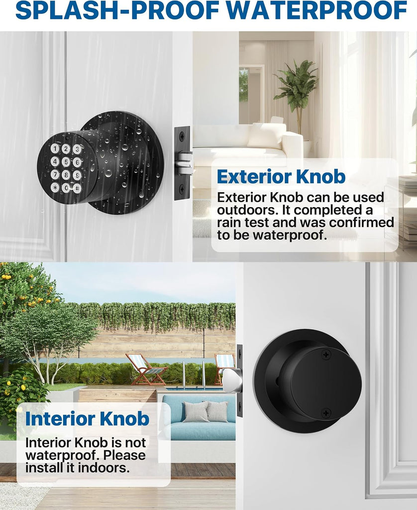 Door Knob with Keypad, Door Knob with Lock, Keyless Entry Door Lock with Code for Front Door Garage Home Apartment