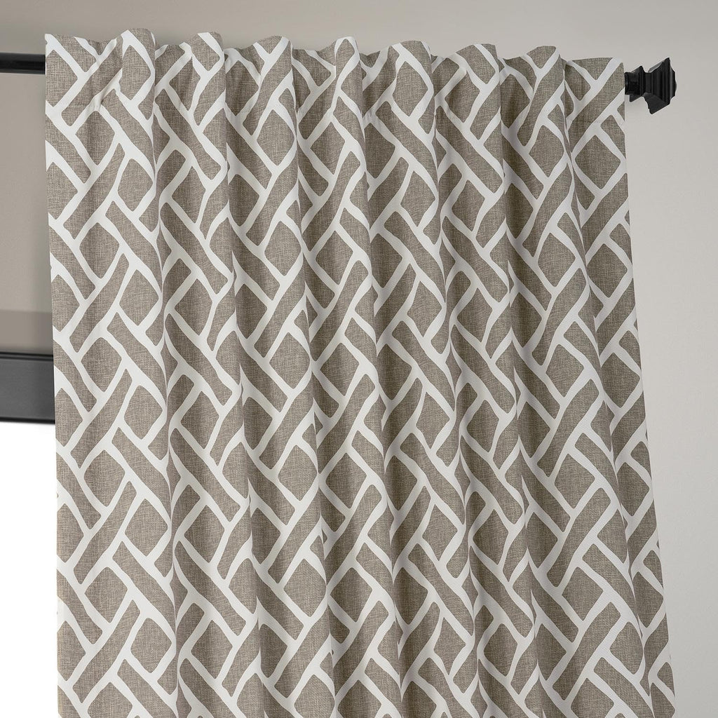 Modern Geometric Printed Curtains 120 Inches Long Luxury Cotton Curtains (1 Panel) Room Darkening Curtains, 50W x