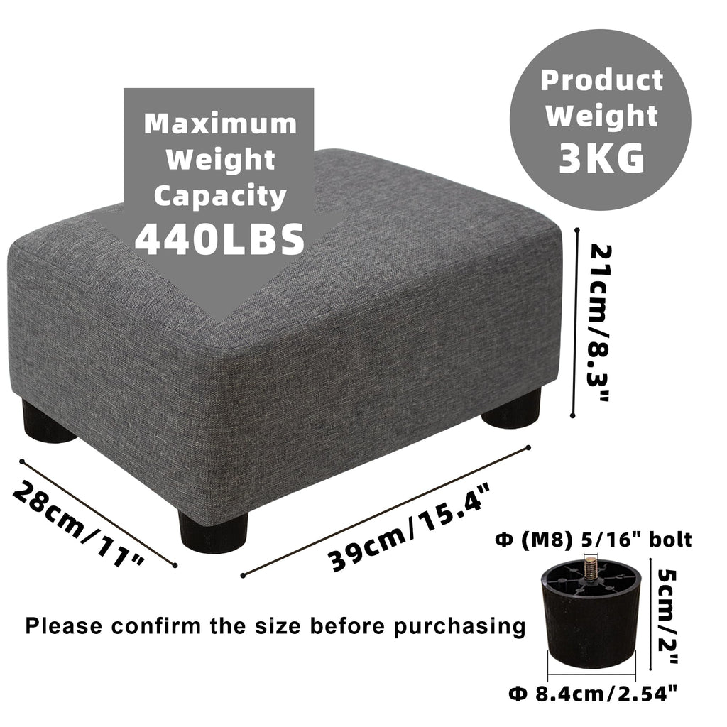 Small Foot Stool Ottoman Footstool with Legs Under Desk Footrest Bedroom and Office, Linen-Grey