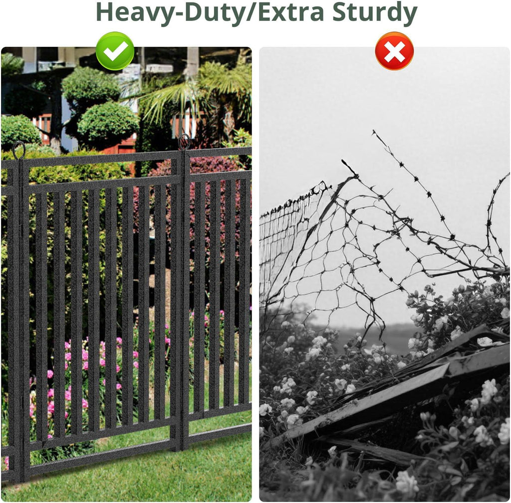 Decorative Garden Fence Metal Dog Fence Outdoor for Yard, 110ft (L) × 40in (H), 42 Panels + 6 Gates, Heavy Duty