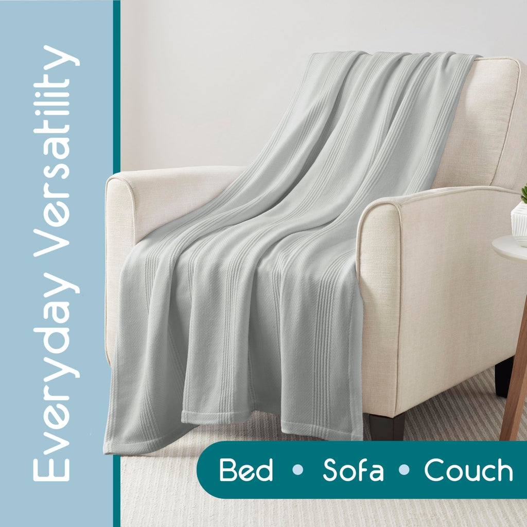 100% Cotton Blanket, Twin, 66x90, Grey