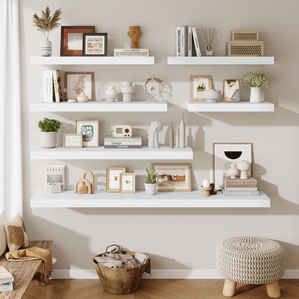 12 Inch Deep Floating Shelves for Wall, 30 Inch Long Floating Shelf, 30 x 12 Shelf for Wall, Rustic Wood Bookshelves