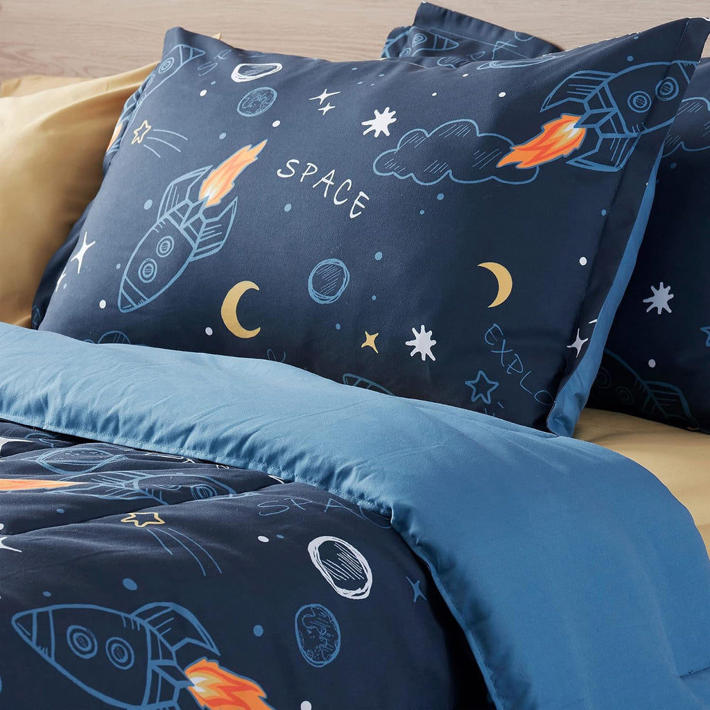 Kids Bedding Comforter Set Full/Queen - Super Soft & Cute Printed 3-Piece Comforter Set All Seasons for Boys, Girls