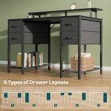 47 inch Computer Desk with 4 Drawers, Gaming Desk with LED Lights & Power Outlets