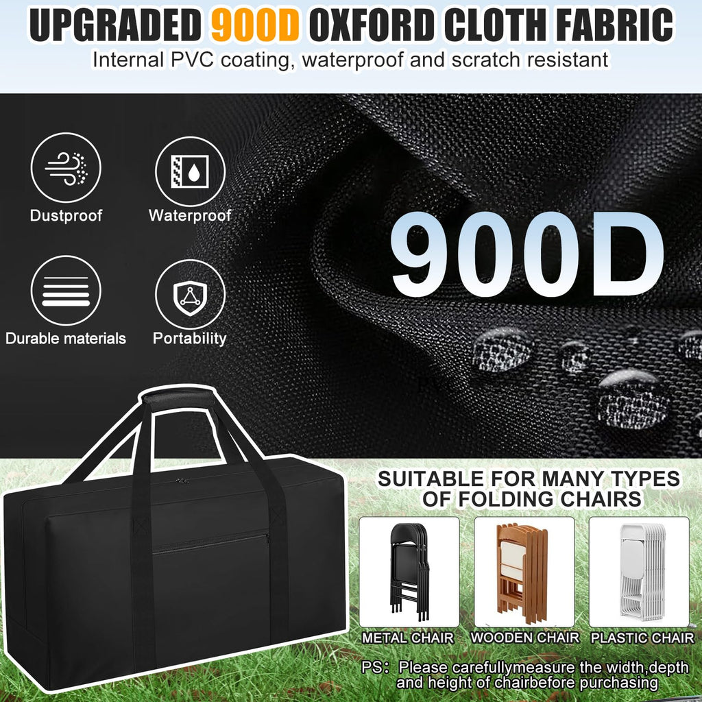 Heavy Duty Folding Chair Storage Bag, Large Waterproof Carry Bag With Pocket