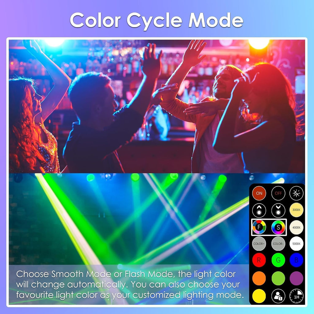 PAR38 LED Color Changing Flood Light Bulb with Remote Control, RGB Dimmable Colored Light Bulbs 14W=100W, 30 Colors