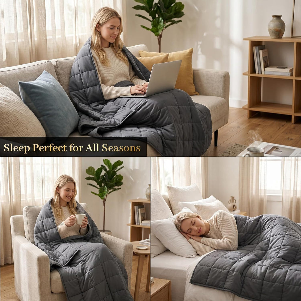 Machine Washable Weighted Blanket for Adults - Heavy Blankets for All-Season Sleeping, Cooling Soft & Breathable with
