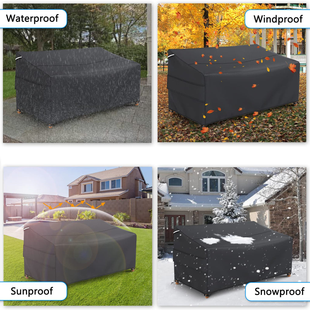 3-Seater Outdoor Sofa Cover Waterproof, 79" L×37" D×35" H, Black
