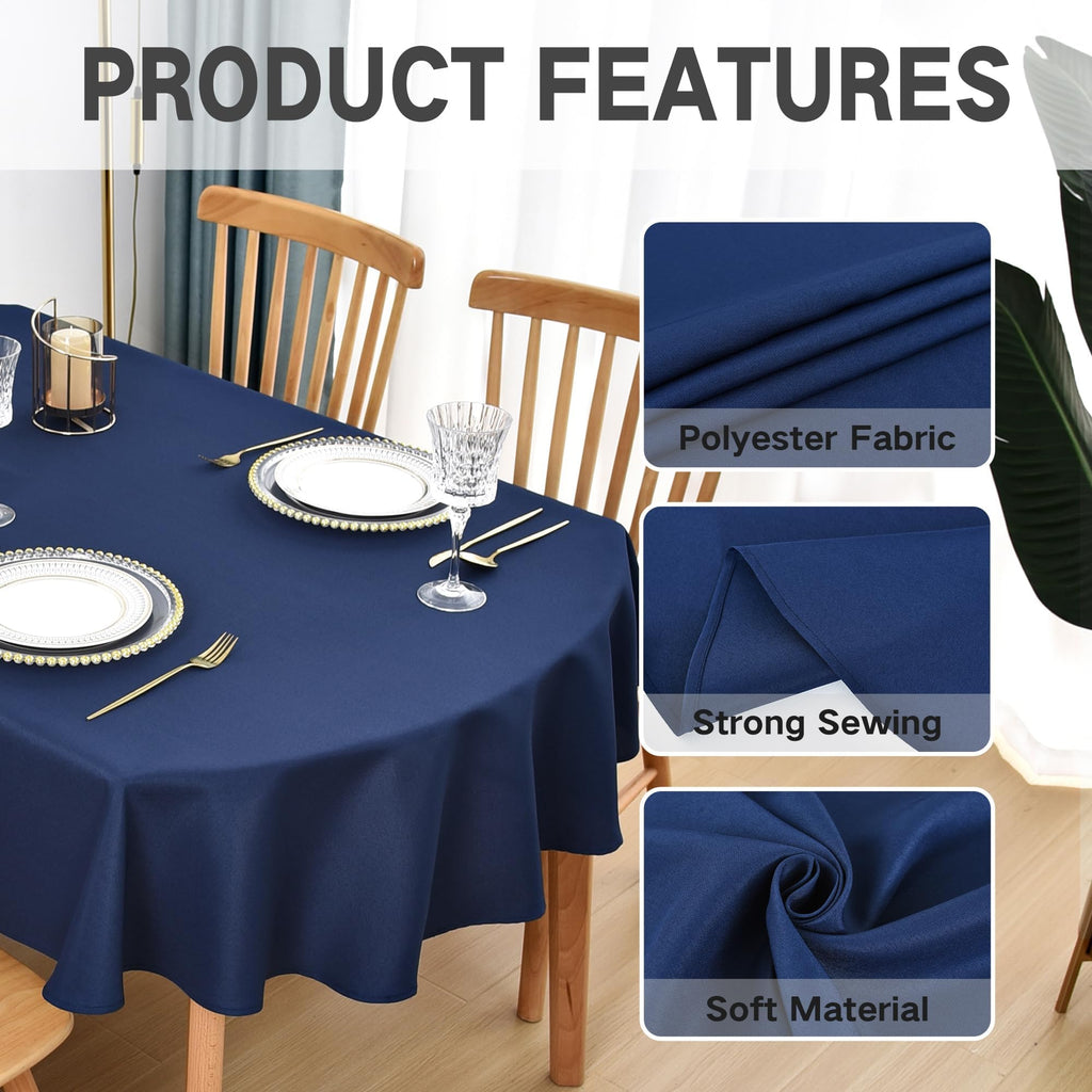 Oval Tablecloth 60 x 102 in Polyester Fabric Tablecloths, Navy Blue