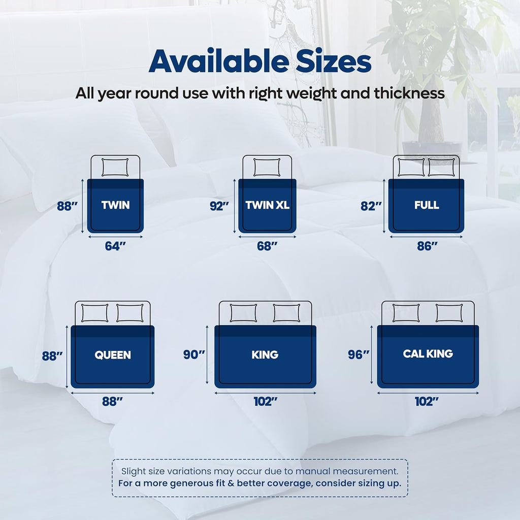 Comforters Queen, All Season Duvet Insert, Down Alternative Box Stitched Bed Comforter with Corner Tabs