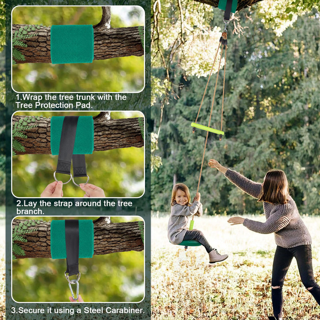 Disc Swing with Monkey Bars, Heavy Duty Tree Swing for Kids, Green