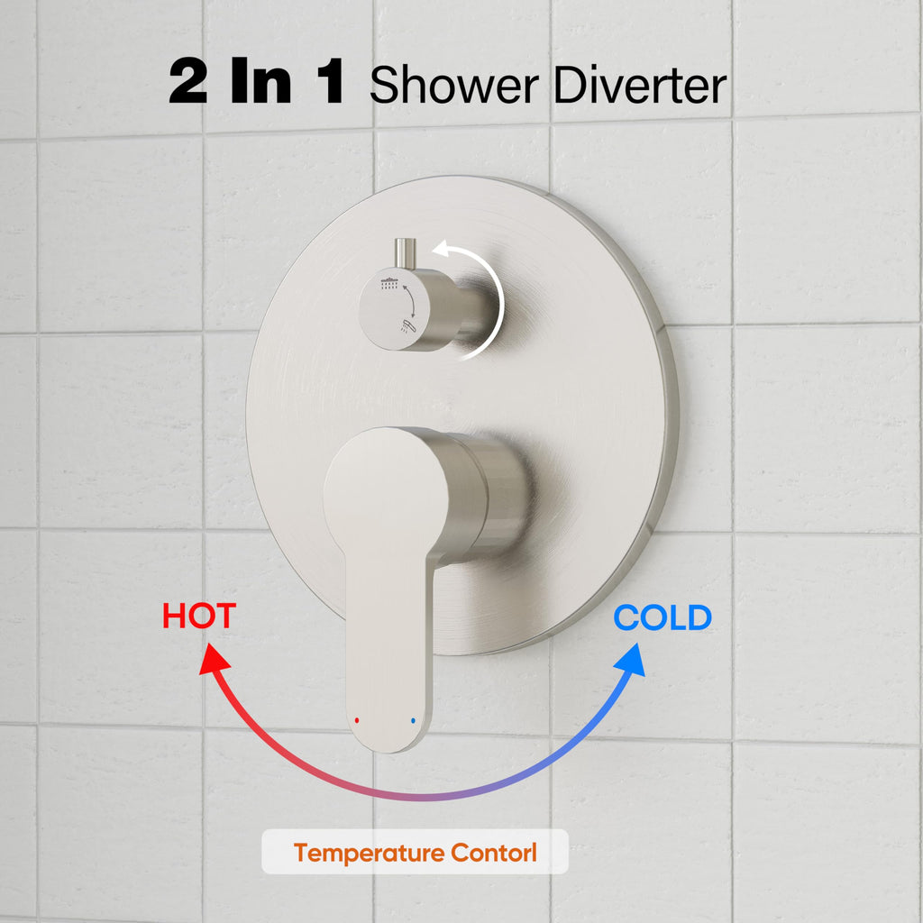 Shower System, Slide Bar Shower Faucet Set, 12", Brushed Nickel