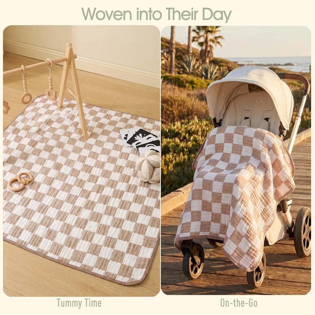 Ultra Soft Muslin Baby Blanket,A Versatile Swaddle and Bed Blanket for Babies, Toddlers, Boys, and Girls (1 Coffee