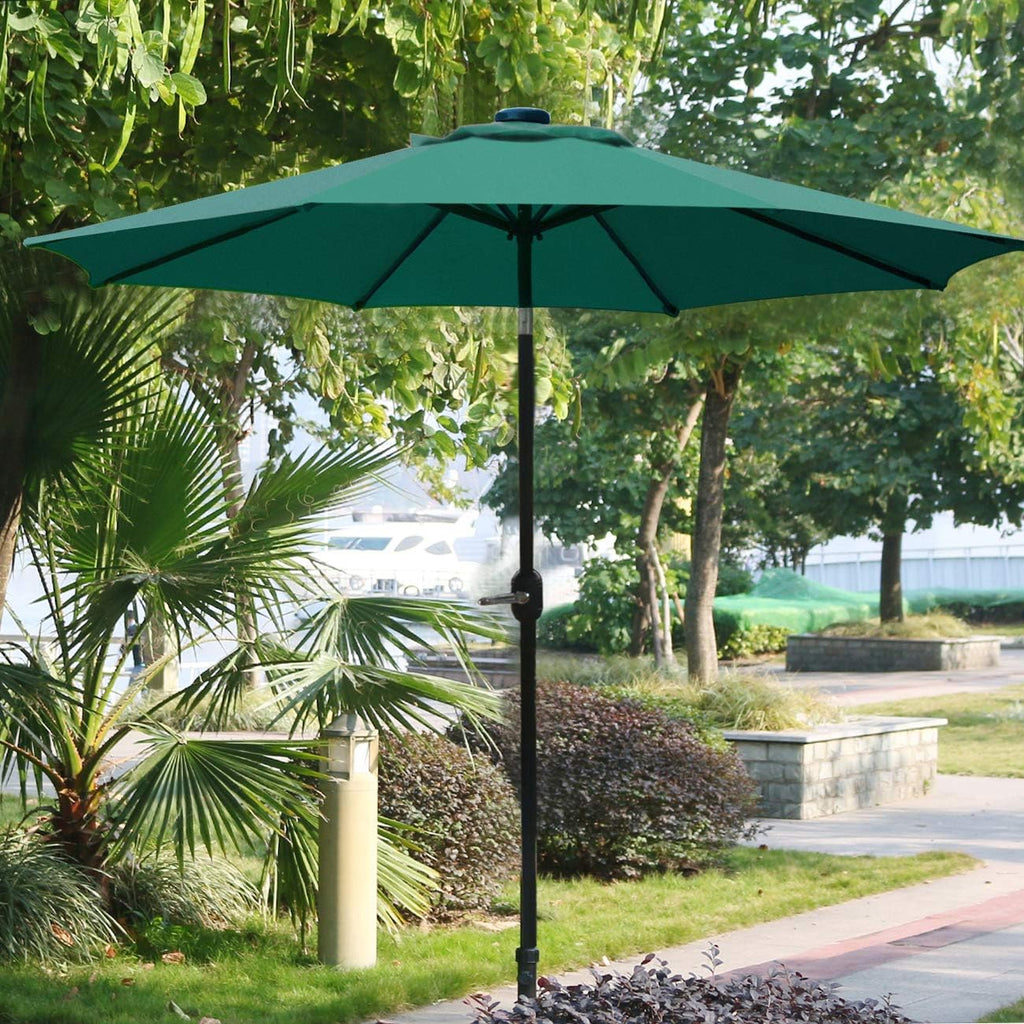 9' Patio Umbrella Outdoor Table Umbrella with 8 Sturdy Ribs (Dark Green)