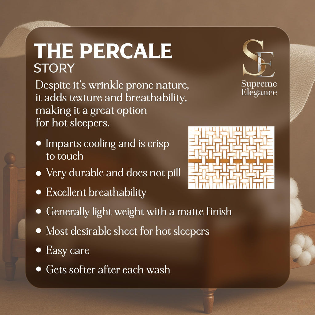 100% Organic Percale Cotton Sheets, Twin Size, Light Ivory