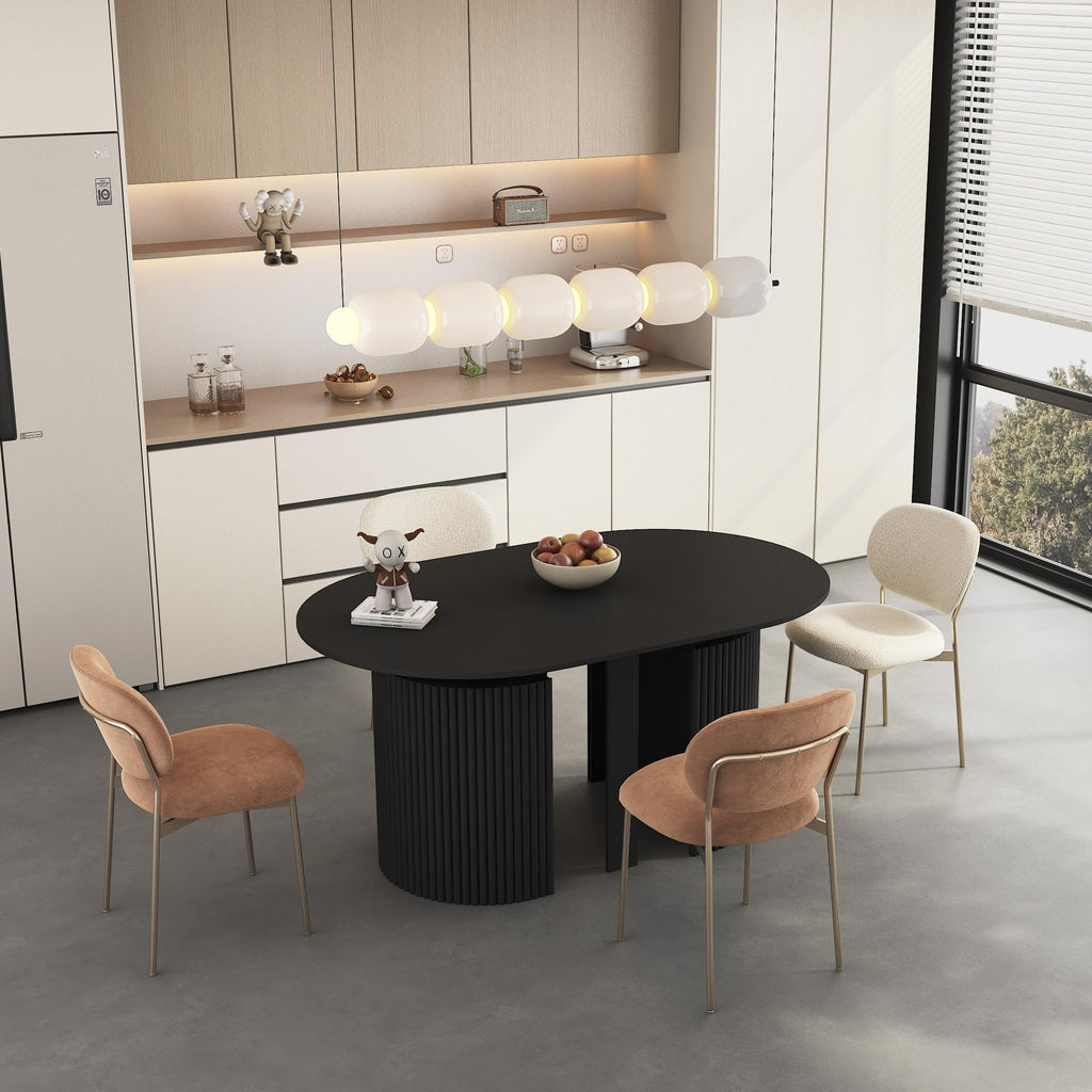 44 in-132 in Extendable Round Dining Table for 4-12, Long Large Expandable Kitchen Table with Fluted Base, Space