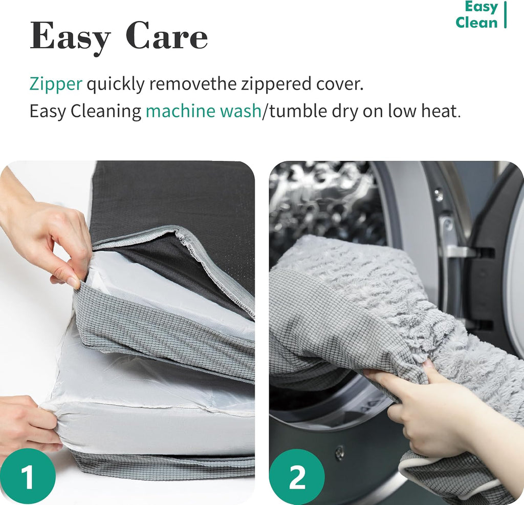 Orthopedic Dog Beds for Large Dogs, Waterproof Lined Egg Crate Foam Pet Bed Mat with Removable and Washable Cover