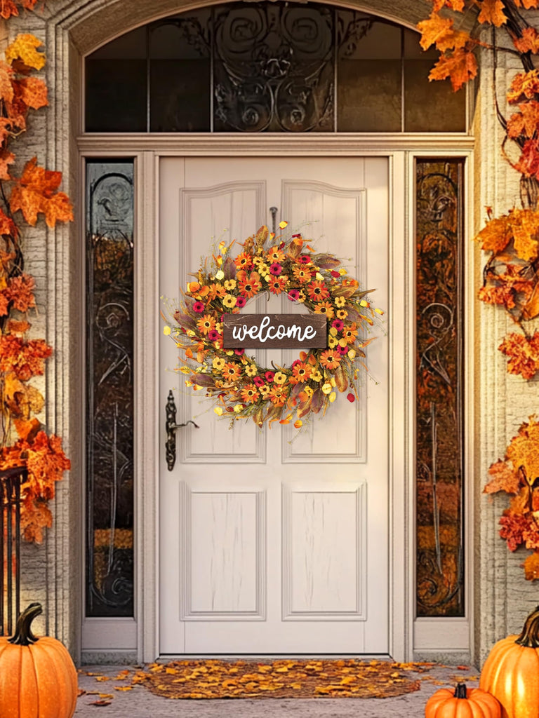 26'' Large Fall Wreaths for Front Door (Welcome Sign)