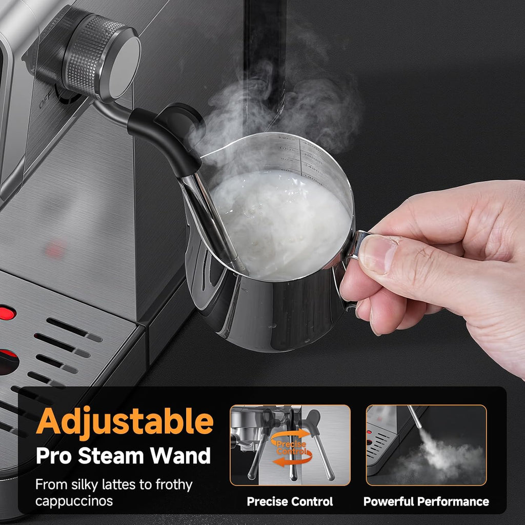 20 Bar Home Espresso Coffee Machine | LED Touchscreen, Built-in Milk Frother, Self-Cleaning Function, Makes Latte &