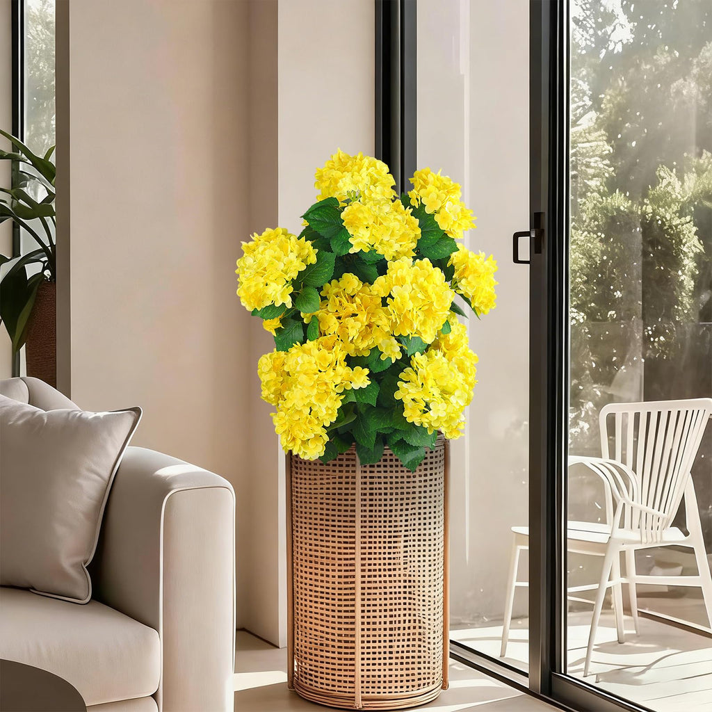 Faux Hydrangea Tree 30" Tall (2 Pack), Artificial Hydrangea Plant in Pot with Yellow Flowers, Realistic Hydrangea