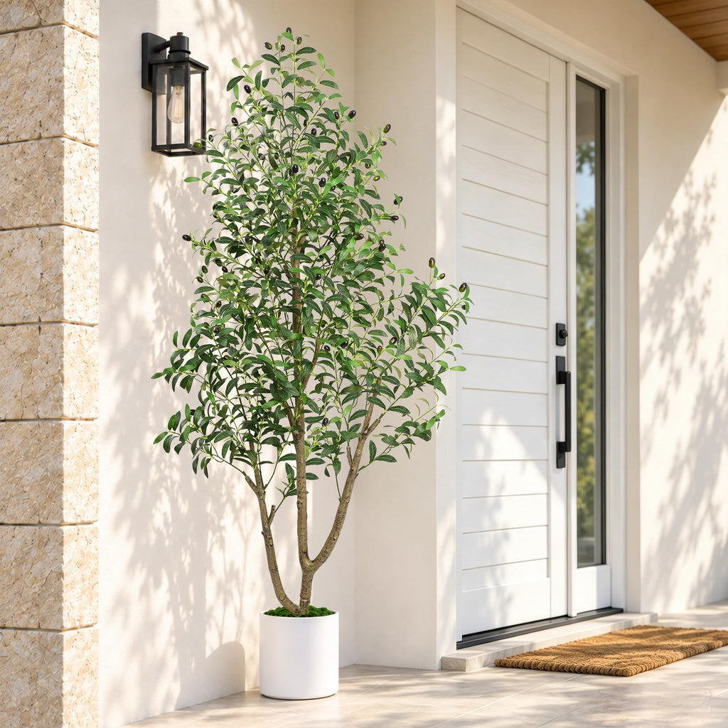 6 FT Tall Faux Olive Trees Artificial Indoor with Planter & Moss Realistic