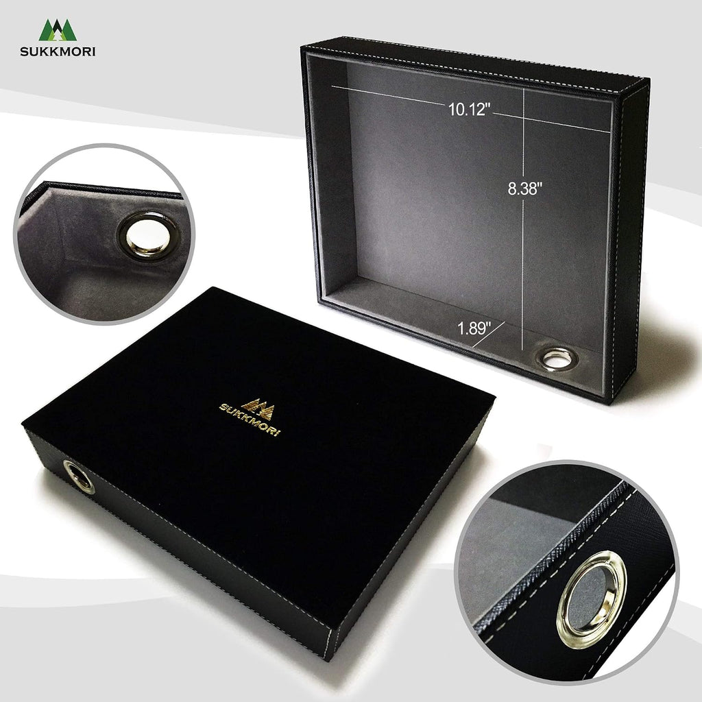 Valet Tray with Charging Station - PU Leather Nightstand Organizer for Men and Women, Desk Catchall Tray for Keys