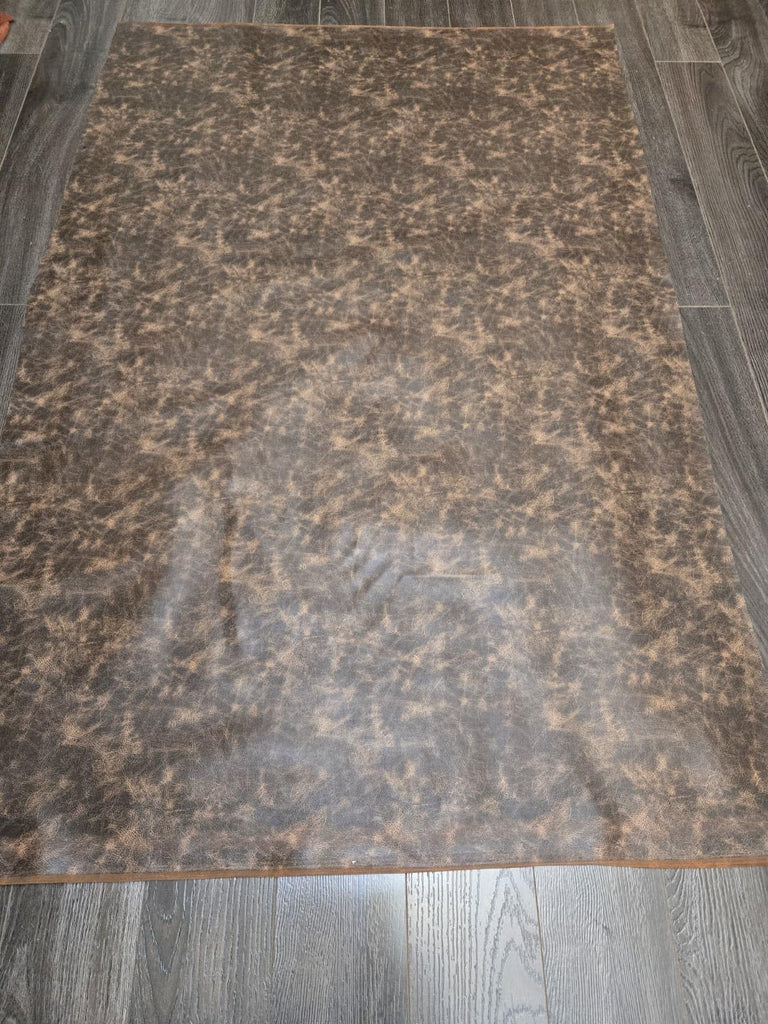 Brown Vintage Distressed Antiqued Faux Leather Fabric PU Peta Approved Vegan Leather by the Yard Synthetic Pleather