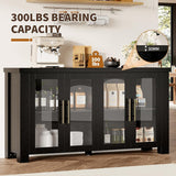 Buffet Cabinet with Storage, 59" Sideboard Credenza with Tempered Glass Doors, Wood Buffet Table for Living Room