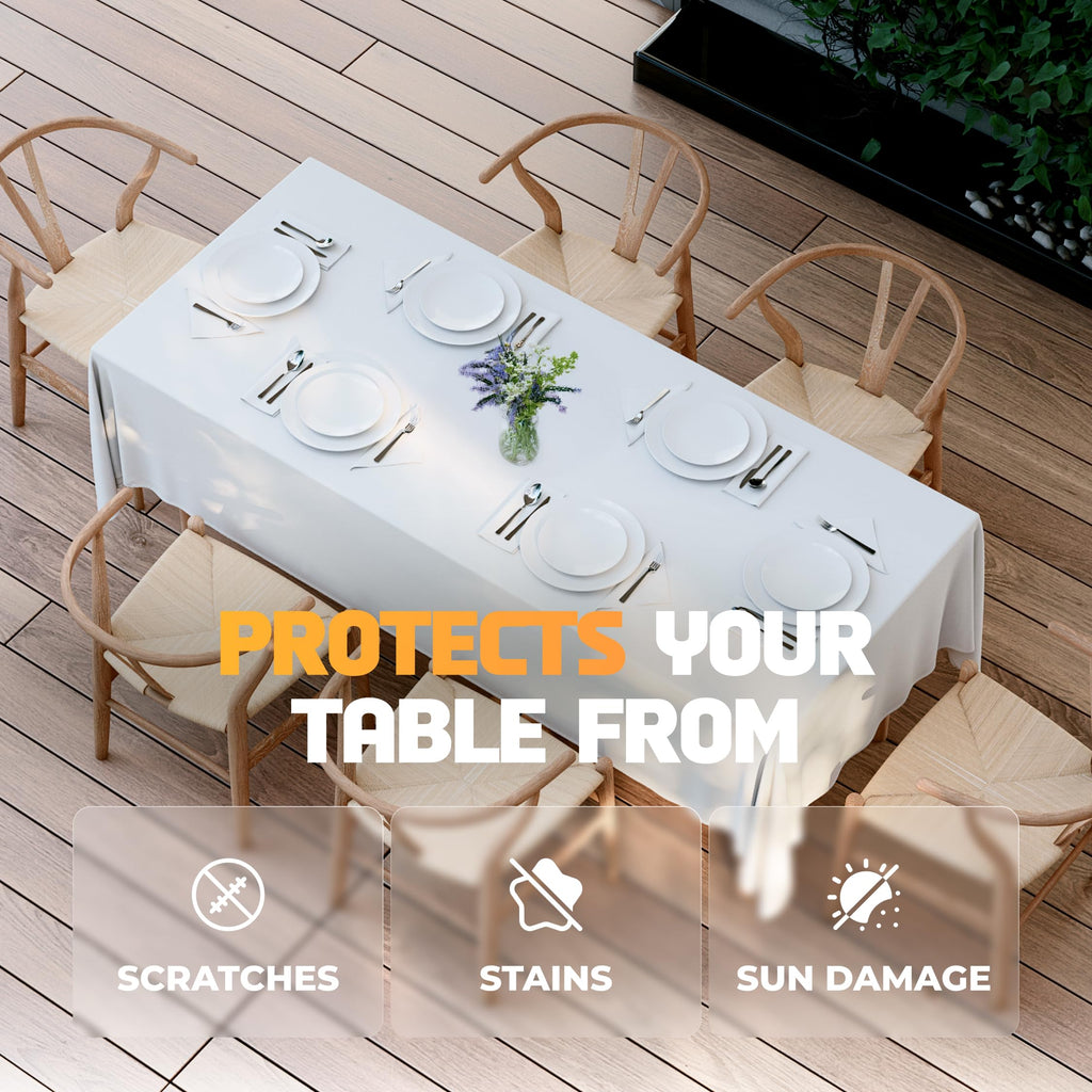 White Table Cloths for 6 Foot Rectangle Tables, 2 Pack, 60x102