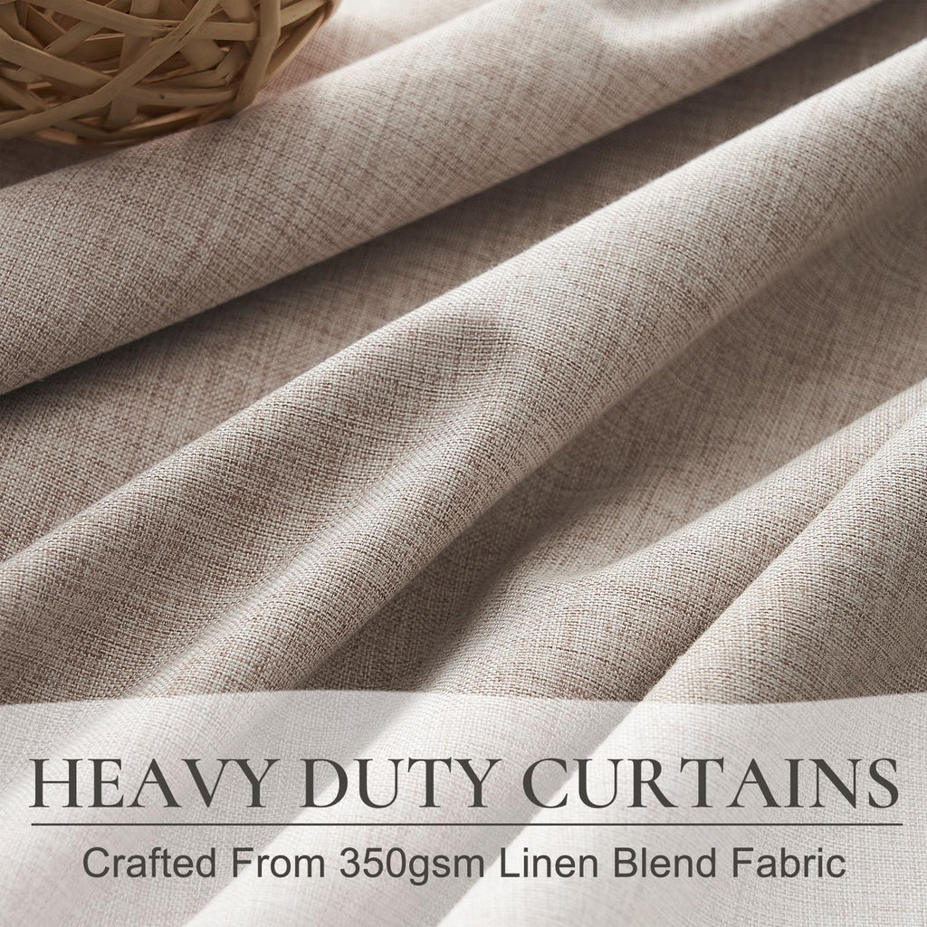 Textured Thick Burlap Cafe Small Bay Window Curtains 48 Inch Length, Boho Farmhouse Pinch Pleated Curtain Blackout