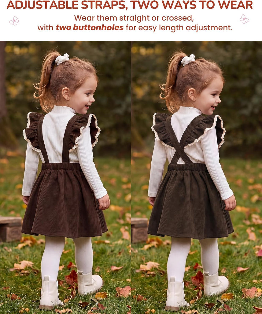 Toddler Baby Girl Corduroy Overall Dress Set Long Sleeve Fall Winter Outfit