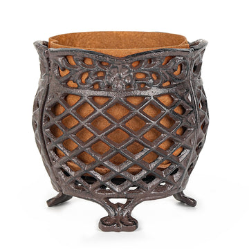 Vintage Cast Iron Urn Planter with Non-Woven Bag, Dark Brown