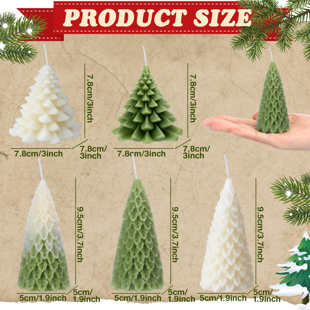6 Pcs Christmas Tree Candles Decorative Xmas Wax Candles Decor