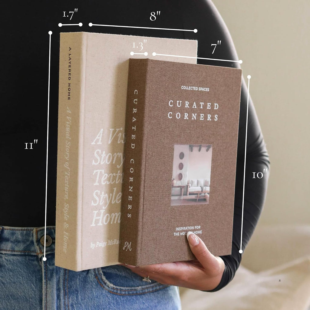 Decorative Books Decor - 2 Linen Fake Books for Decorating Shelf | Faux Book Box Set for Hidden Storage and