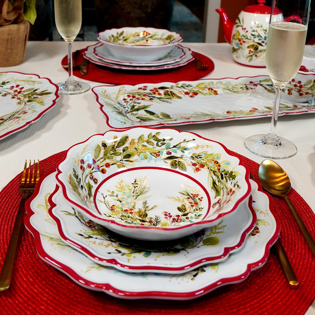 Christmas Gatherings 12 pc Melamine Dinnerware Set, Service for 4